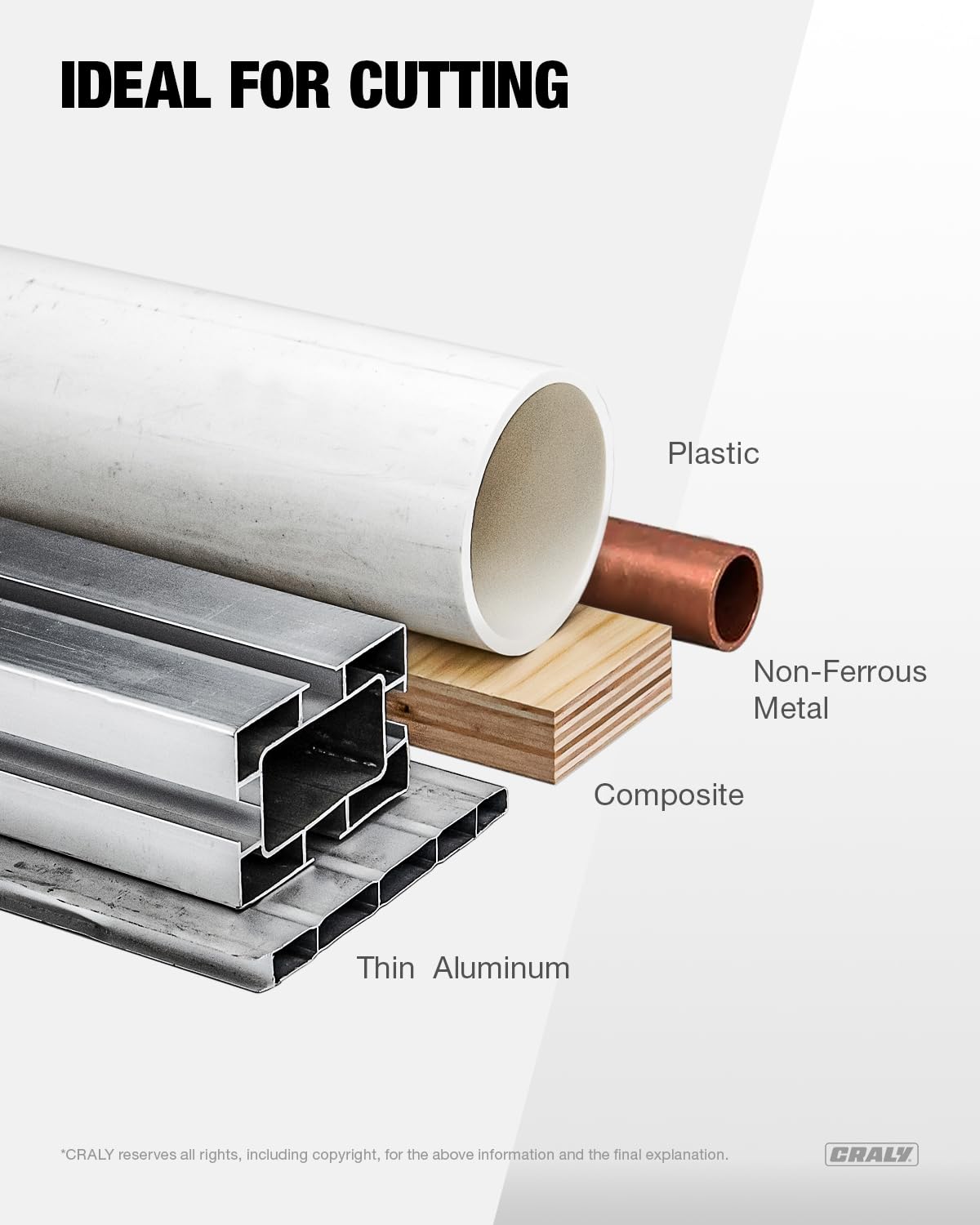 CRALY 6-1/2 Inch 54 Teeth Aluminum and Non-Ferrous Metal Cutting Circular Saw Blade, 5/8 Inch Arbor, Carbide Tipped, Thin Kerf, Black Ice Coating, for Thin Aluminum, Plastic, Composite(C0654AL)